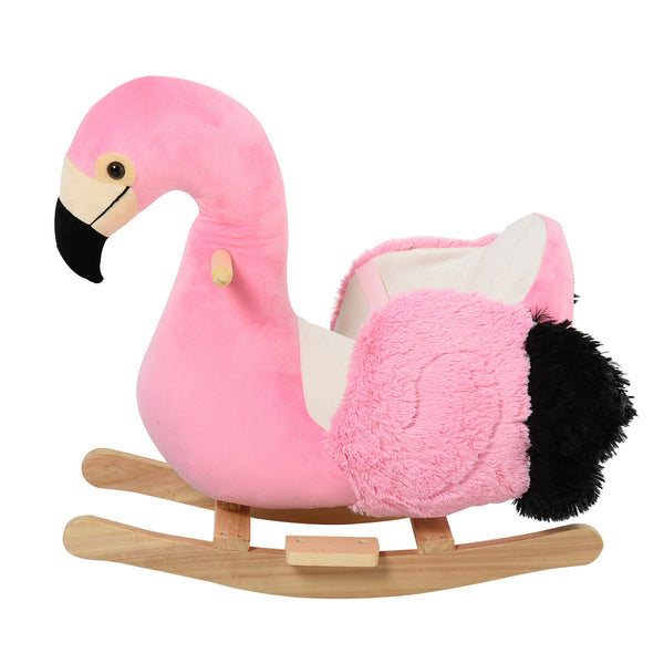 Flamant rose à bascule en peluche et bois de tremble rose online