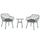 Ensemble table basse et 2 chaises de jardin en rotin PE et coussins gris