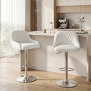 Set 2 Sgabelli da Bar 47x52x86-108A cm con Schienale Girevoli e Regolabili in Finta Pelle Bianco      