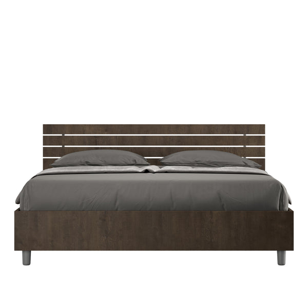 Letto Matrimoniale con Alzata Comoda Testata Dritta a Doghe Ankel Noce Varie Misure sconto