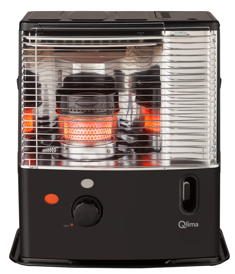 Stufa a Combustibile Liquido 2,4 kW con Stoppino Nero Qlima R3224x