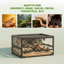 Rettilario Rialzato e Pieghevole 60x45x32 cm con Coperchio e Pareti in Vetro Temperato e Plastica Nero      