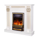 Camino Elettrico da Pavimento 102x110x30 cm Effetto Fiamma 2000W Calisto & Meridian Bianco