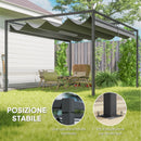 Pergola da Esterno 4x3 m con Tettuccio Retrattile in Metallo e Poliestere Grigio Scuro      