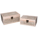 Set 2 Scatole in Legno sbiancato rettangolare 