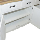 Credenza in Legno 3 Ante 3 Cassetti 126x45x88cm Country Bianca