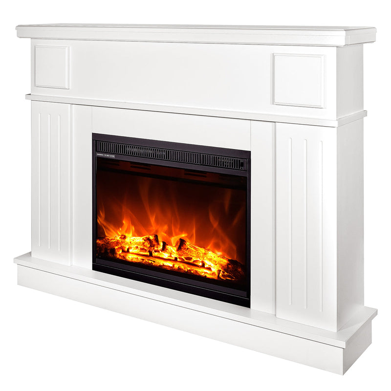 Camino Elettrico da Pavimento 95x120x30 cm Effetto Fiamma 1500W Olimpia & Lorance color Bianco