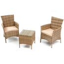Set Bistrot Polyrattan Colore Naturale Poltroncine e Tavolino da Caffe' per Arredo Giardino Terrazzo