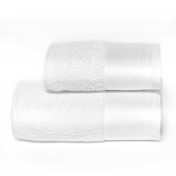Ensemble Éponge Visage + Serviettes Invités avec Garrini Hope Blanc Satin Volant sconto