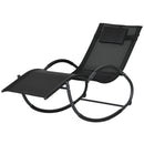 Sedia Sdraio a Dondolo Zero-Gravity da Esterno Impermeabile 155x61x88 cm con Poggiatesta Nero