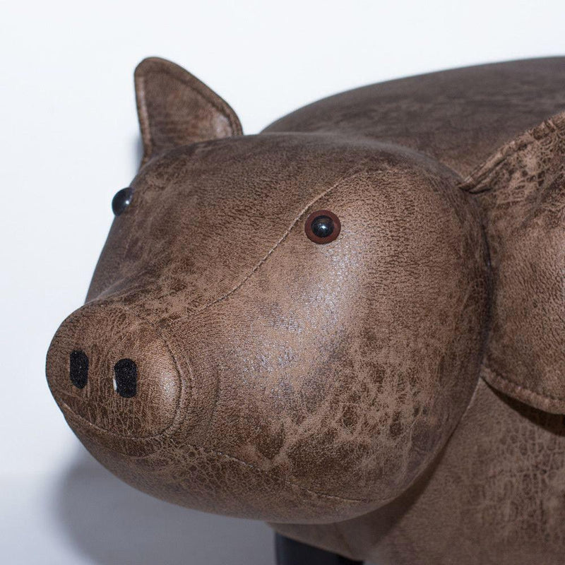 Sgabello Pouf Poggiapiedi per Bambini 66x34x36 cm Maialino Marrone Divina Home