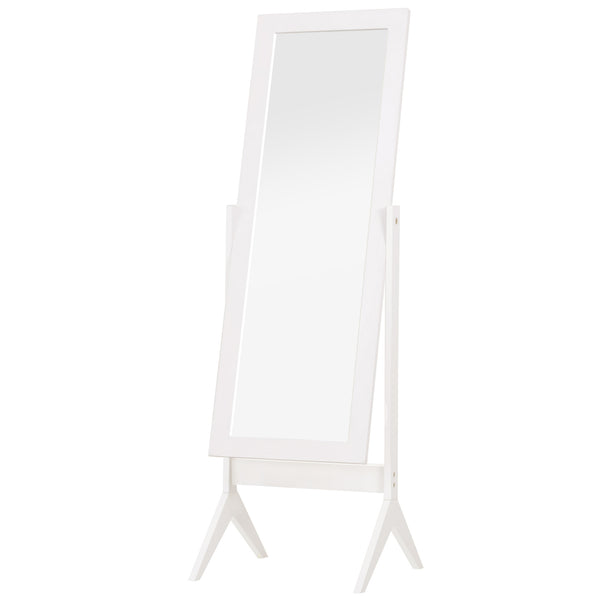 Specchio a Figura Intera da Terra 47x46x148 cm Angolazione Regolabile in Legno e Vetro Bianco online