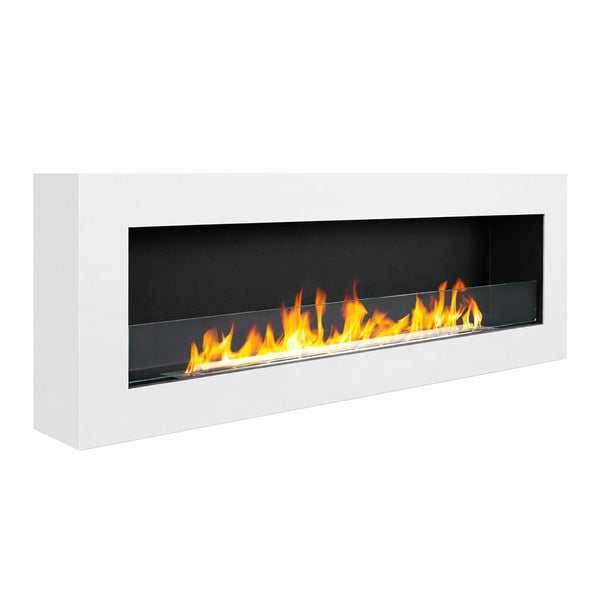 Camino a Bioetanolo a Parete 120x15x41 cm Siena Struttura in Acciaio Bianco online