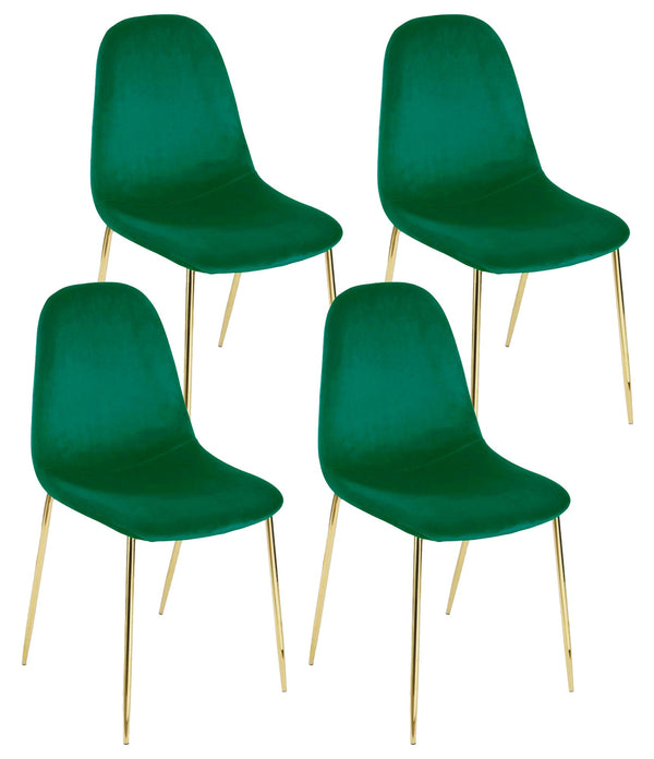 online Lot de 4 Chaises Rembourrées 44x55x86 cm en Velours Vert et Doré