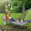 Lettino da Campeggio Pieghevole e Imbottito con Tasca Portaoggetti 188x64,5x53 cm  Grigio chiaro