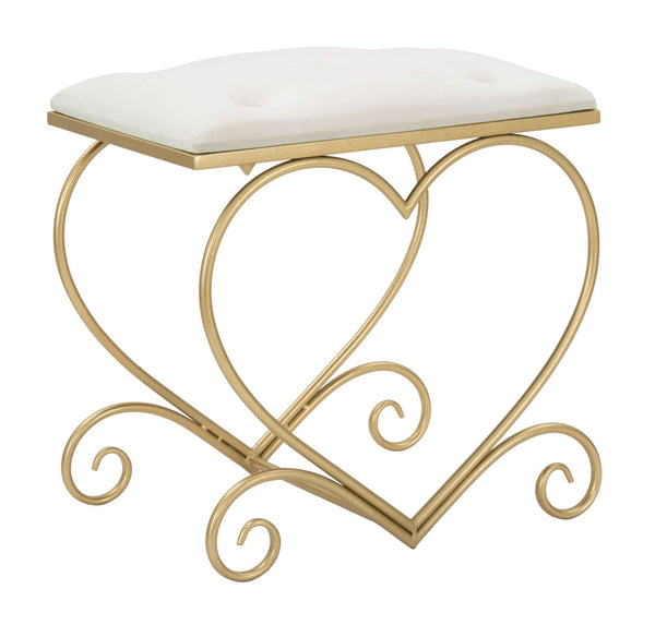 prezzo Tabouret Coeur Crème 50x37,5x51,5 cm en Fer et MDF et Éponge et Polyester Or et Rose