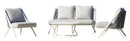 Set Salotto da Giardino Divano 2 Poltrone e Tavolino con Cuscini Grigio Chiaro