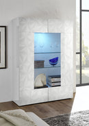 Mobile Vetrina 2 Ante 120x42x166 cm in Legno TFT Praga Bianco Lucido