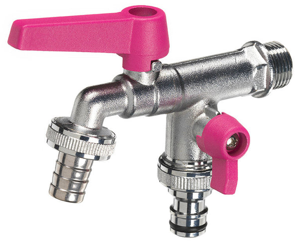 online Robinet à double boule pour fontaine de jardin avec leviers colorés Belfer RUB/027 Ciclamino