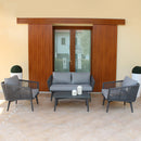 Set Salotto da Giardino Divano 2 Poltrone e Tavolino con Cuscini in Alluminio Antracite