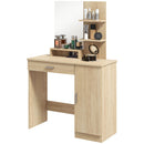 Consolle Trucco 90x38x138 cm con Specchio Cassetto e Mobiletto in Truciolato Colore Acero