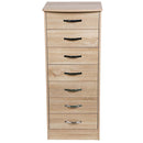 Mobile Cassettiera 7 Cassetti Settimino in legno MDF 46x42x116cm Quercia Moderno