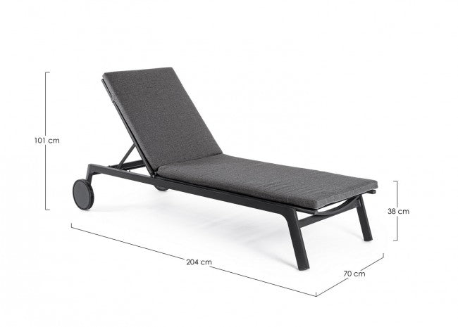 Set 2 Lettini Prendisole da Giardino 70x204x101h cm con Cuscini e Ruote Jalisco Antracite 