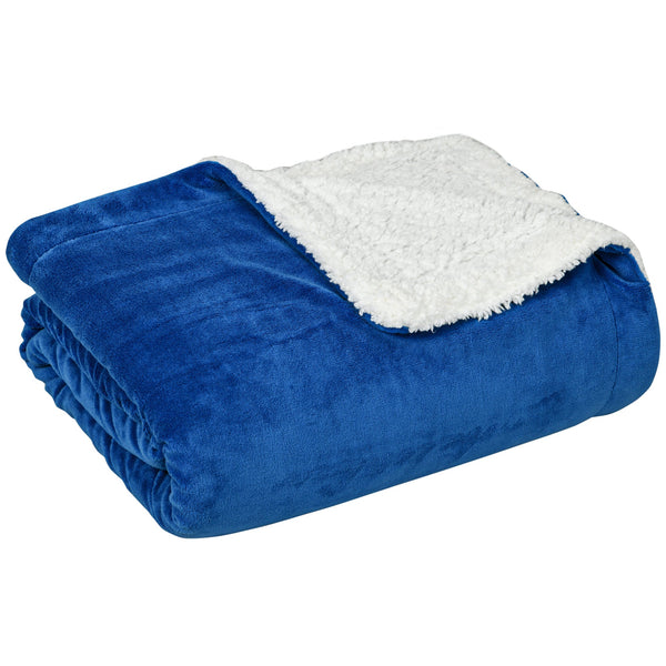Coperta Plaid Dubleface 203x152x0,5 cm in Flanella 220 GSM e Sherpa 260 GSM Blu Scuro acquista