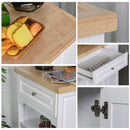 Mobile Madia da Cucina 3 Cassetti 2 Ante con Ruote 116,5x56x91,5 cm in Legno  Bianco