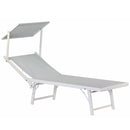Lettino Prendisole da Giardino 181x60xH39 cm in alluminio bianco ghiaccio Bagnino