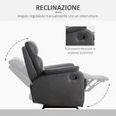 Poltrona Relax Reclinabile Manuale in Similpelle Marrone 75x92x99 cm 