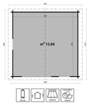 Casetta da Giardino Porta Doppia 2 Finestre 400x400 cm in Legno Valencia