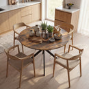 Tavolo da Pranzo Rotondo Stile Industriale Ø100x75 cm con Piano in Truciolato e Gambe a Croce in Acciaio Marrone Rustico      