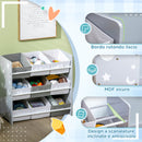Mobiletto Portagiochi 63x30x60 cm 9 Cestini Rimovibili in MDF e Tessuto Grigio e Bianco