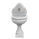 Fontana a Parete da Giardino Senza Rubinetto in Cemento Granulato di Marmo Oglio Bianco/Nero