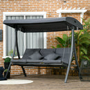 Dondolo da Giardino 3 Posti 202x115x168 cm con Tettuccio Regolabile in Acciaio e Poliestere Grigio Scuro      