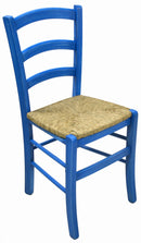 Sedia in Legno di Faggio e Paglia Paesana Blu