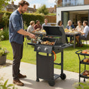 Barbecue a Gas Propano 95x53x111,5 cm con 2 Bruciatori Ripiani e Coperchio con Termometro in Acciaio Nero      