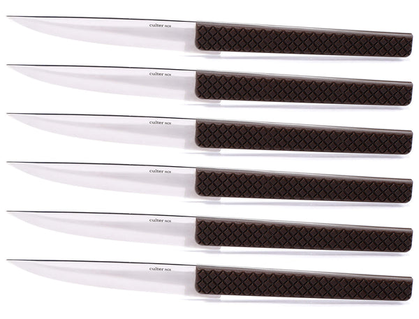 Set de 6 Couteaux de Table Lame Lisse Manche Polypropylène K8 Tortue Marron acquista
