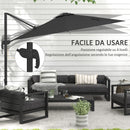 Ombrellone a Braccio per Esterno con Luci a LED e Angolo Regolabile Ø3x2,5 m in Alluminio e Poliestere Grigio