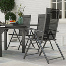 Set da Giardino con Tavolo Allungabile in Vetro e 6 Sedie Pieghevoli in Acciaio e Textilene Grigio    
