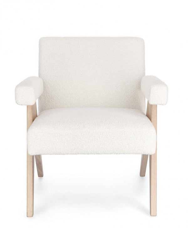 sconto Fauteuil de salon Faiza 57,5x80x83 cm en tissu ivoire