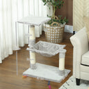 Albero Tiragraffi per Gatti Multilivello con Amaca e Pallina Appesa in Legno e Peluche 50x36x70cm Grigio Chiaro      