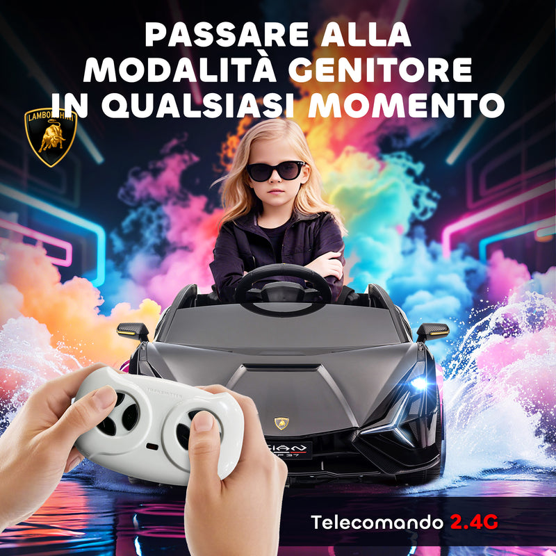Macchina Elettrica per Bambini Licenza Ufficiale Lamborghini Sian 12V con Telecomando Nero  