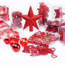 Addobbi per Albero di Natale 102 Pezzi Rosso Palline Calze Stelle Pigne Natalizie