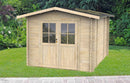 Casetta Box da Giardino per Attrezzi 254x276 cm con Porta Doppia Finestrata in Legno Naturale