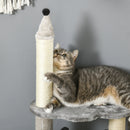 Albero Tiragraffi 48x48x86 cm Rivestimento Peluche con Gioco Grigio