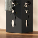Portaombrelli Moderno Gatto 15,5x15,5x49 cm con Raccogligocce e Ganci in Metallo Nero      
