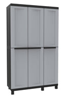 Armadio Portascope Modulare da Esterno 102x39x170 cm 3 Ante 3 Ripiani in Polipropilene Twist Grigio e Nero