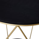 Tavolino da Soggiorno Contenitore in Metallo Ø45x48 cm  Nero e Oro